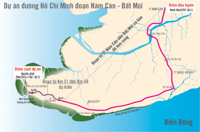 Đường Hồ Chí Minh - Đoạn Năm Căn Đất Mũi